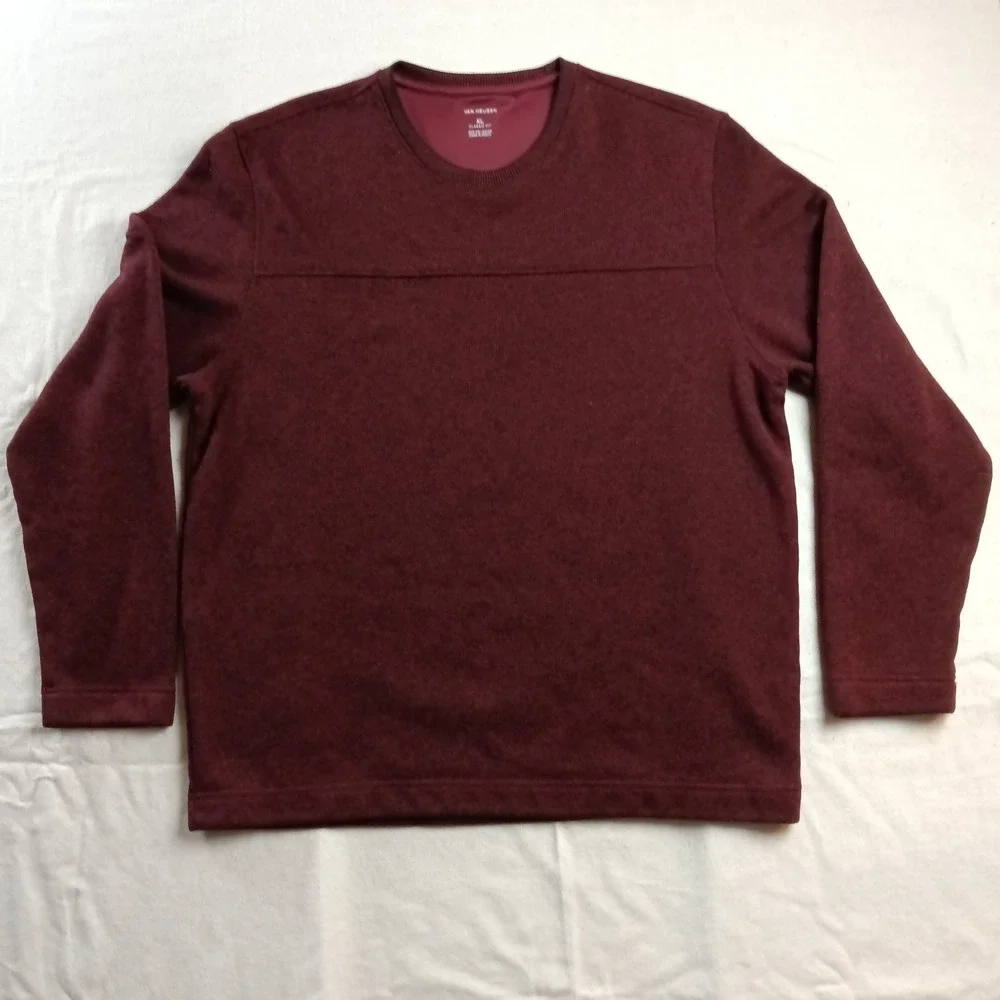 Van Heusen Mens Regular Fit Burgundy Long Sleeve Crew NeckPull Over Sweater - XL